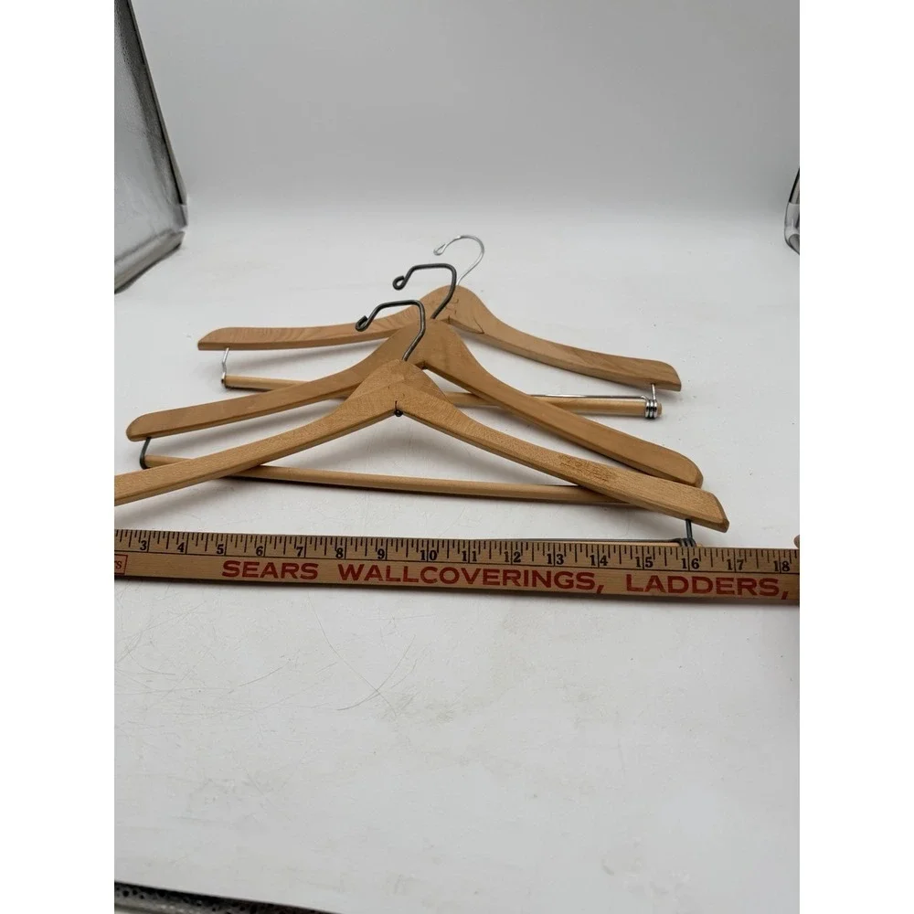 Lot Of 3 Wooden Suit Hangers & Pants Vintage Natural 1950-60s Natural Wood